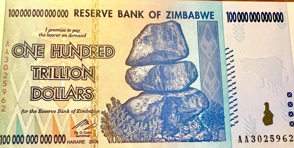 100 Trillion Dollars Zimbabwe
